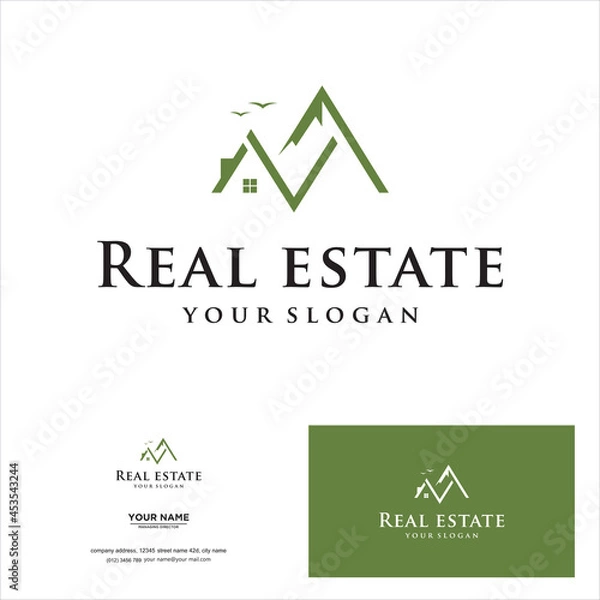 Fototapeta creative simple logo design mountain home