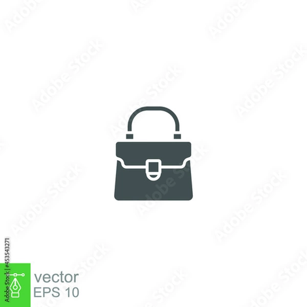 Fototapeta handbag icon, Simple filled woman bag accessory. handle, female Fashion bag. Women Bag purse, Baguette And Ladies Bucket. Solid style vector illustration design on white background. EPS 10