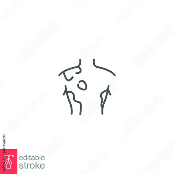 Fototapeta Contact Dermatitis icon. psoriasis, rash, allergic, problem. Allergy symptoms Dermatological diseases. eczema body Itchy spots. Editable stroke Vector illustration design on white background EPS 10