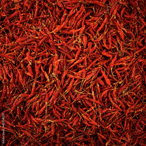 Fototapeta Dried red hot chilli texture background
