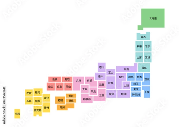 Obraz デフォルメされた日本地図のイラスト