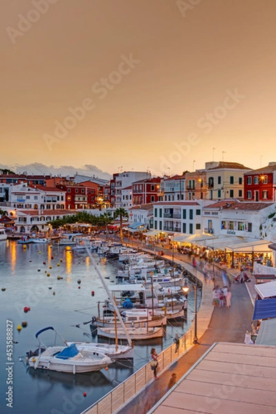 Fototapeta The little port of Es Castell at dusk, Menorca, Balearic Islands, Spain