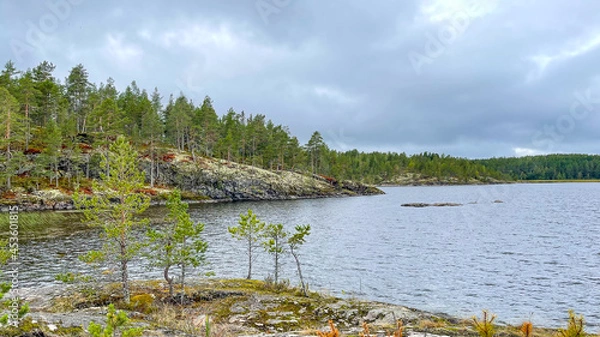 Obraz Islands with forest and rocks on Lake Ladoga