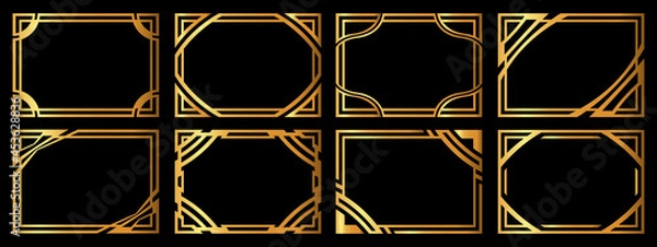 Fototapeta A set of eight gold frames. Frames of an unusual shape.