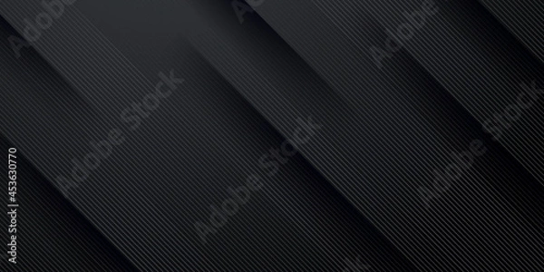 Fototapeta Dark black neutral abstract background for presentation design. Simple black abstract banner background