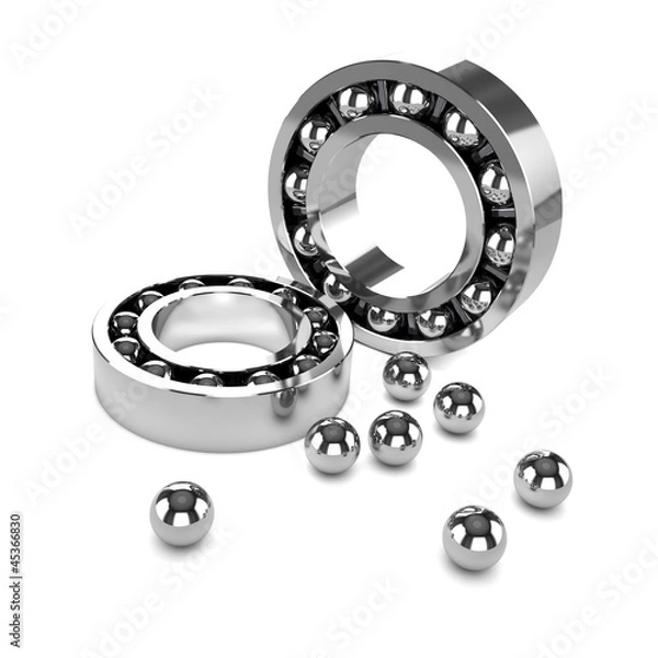 Obraz 3d Ball bearing cases and scattered ball bearings