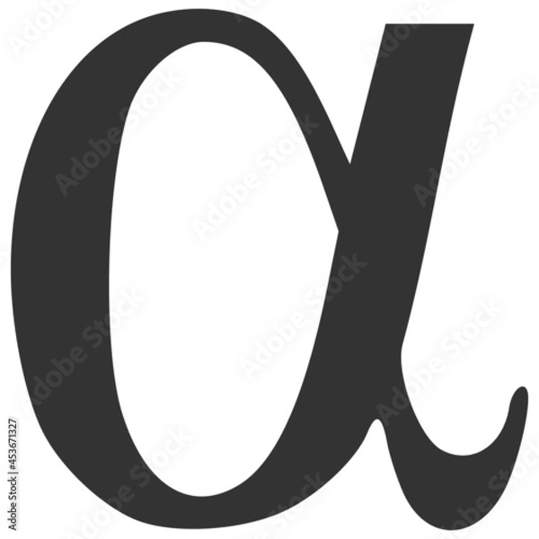 Fototapeta Alpha Greek lowercase letter vector illustration. Flat illustration iconic design of Alpha Greek lowercase letter, isolated on a white background.
