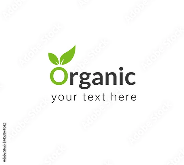 Obraz Organic logo design with leaf symbol