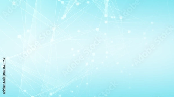 Fototapeta Abstract blue white polygonal 3d rendering network technology background.