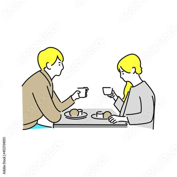 Obraz カフェでデートするカップル