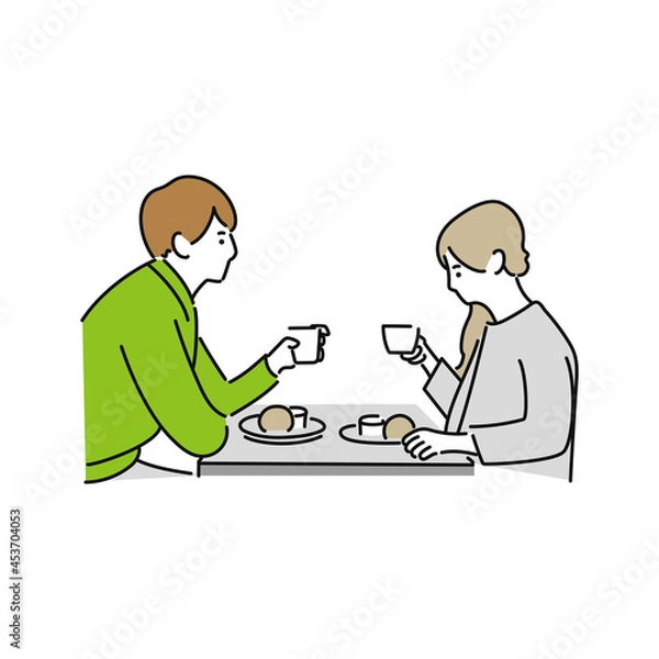 Obraz カフェでデートするカップル
