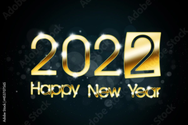 Fototapeta Gold color of 2022 Happy New Year text