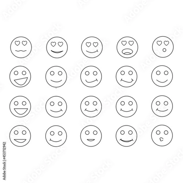 Obraz Cartoon emotion face icon set on white background,vector illustration
