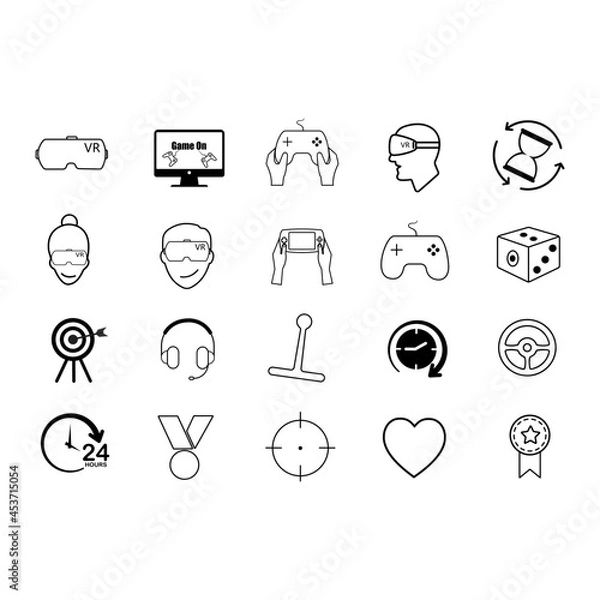 Obraz Gamer simple line icon on white background,vector illustration