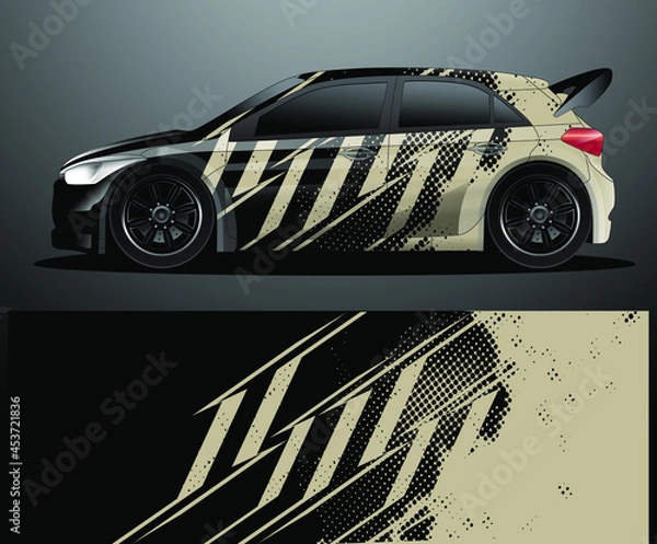 Obraz Rally car decal graphic wrap vector, abstract background