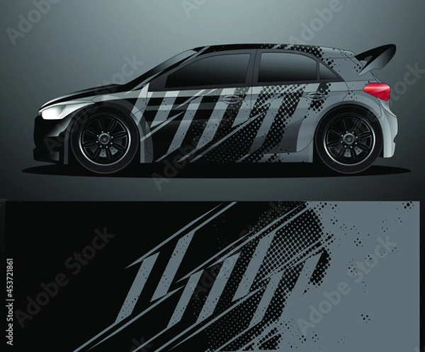 Obraz Rally car decal graphic wrap vector, abstract background