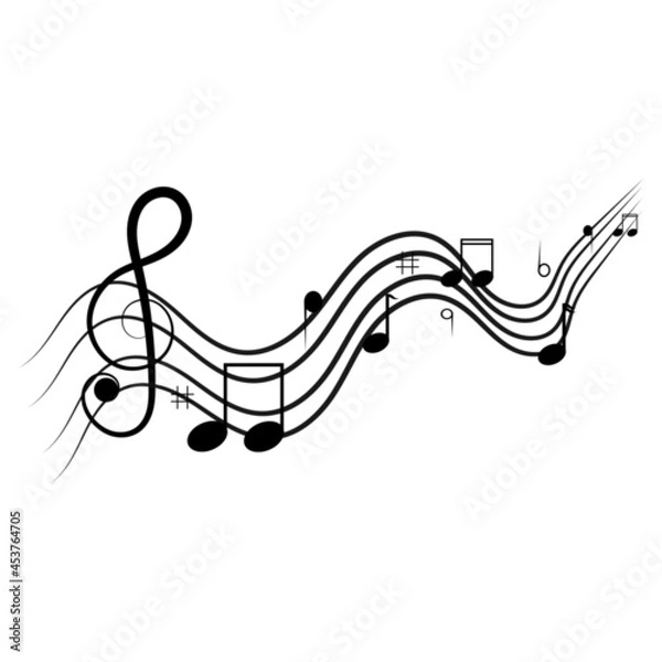 Obraz Music note simple icon on white background, vector illustration