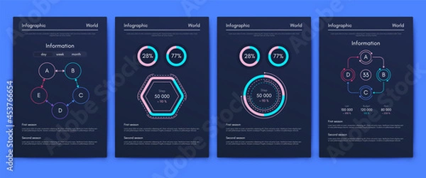Obraz Vector graphics infographics with mobile phone. Template for creating mobile applications, workflow layout, diagram, banner, web design, business reports