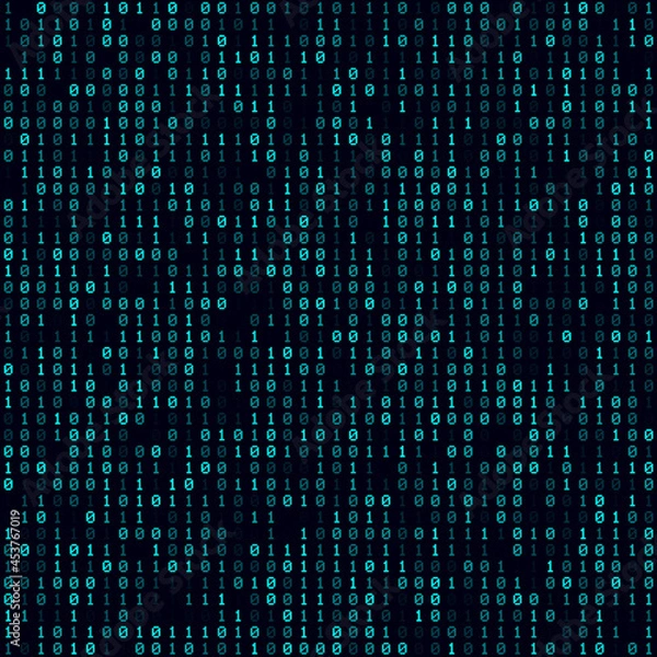 Fototapeta Abstract matrix background. Cyan filled binary background. Medium sized seamless pattern. Beautiful vector illustration.