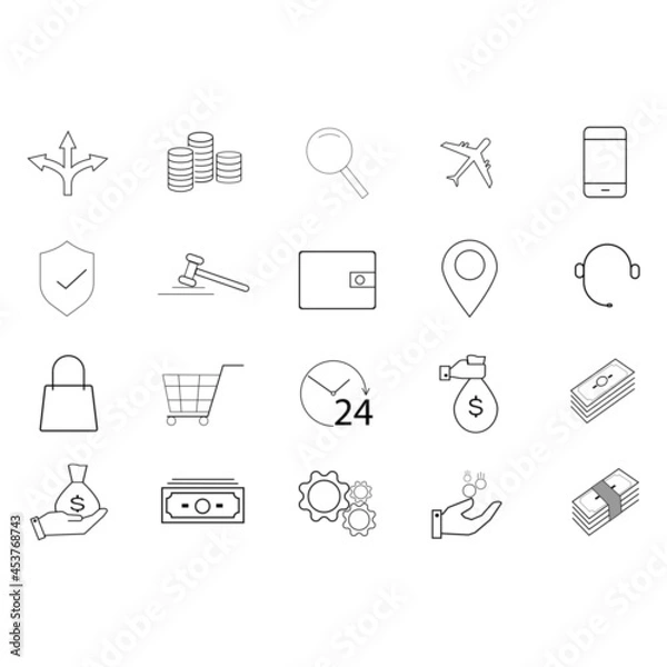 Obraz Business simple line icon set on white background, vector illustration