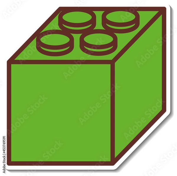 Fototapeta Sticker design with Green block isolated