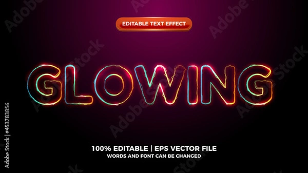Fototapeta glowing colorful elictric wave editable text effect