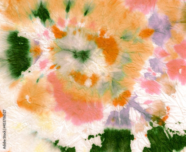 Obraz Retro Spiral Tie Dye. Dyed Color Fabric. Bright