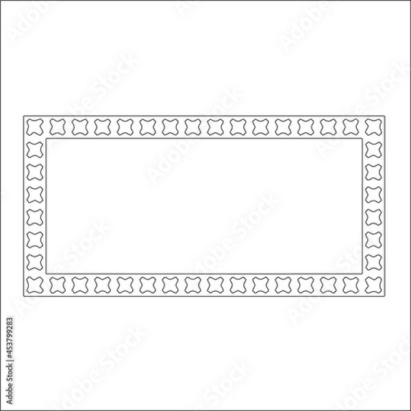 Fototapeta Black and white rectangular frame with ornament, vector certificate template, decorative design element in retro style