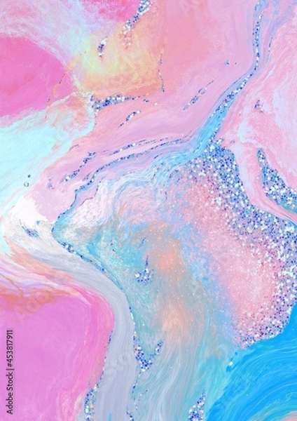 Fototapeta abstract fluid art bubble gum background with glitter 