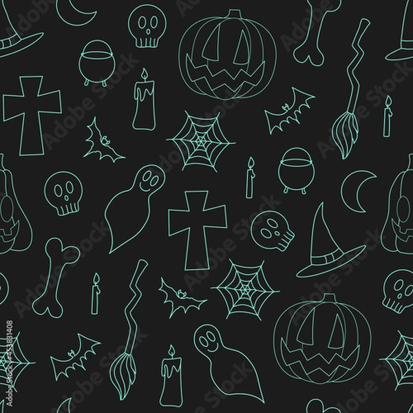 Obraz Halloween vector seamless pattern with scary elements