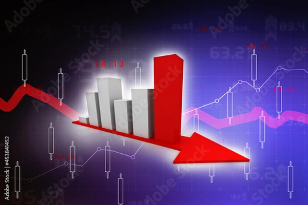 Fototapeta 3d rendering Stock market online business concept. business Graph 