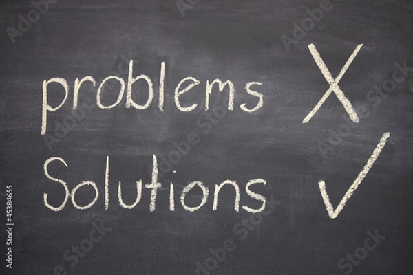 Fototapeta problems and solutions written on a blackboard