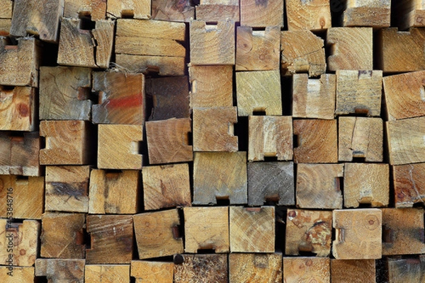 Obraz 木材　積木模様　年輪　テクスチャ背景素材