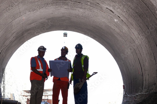 Fototapeta Workers smiling together in quarry