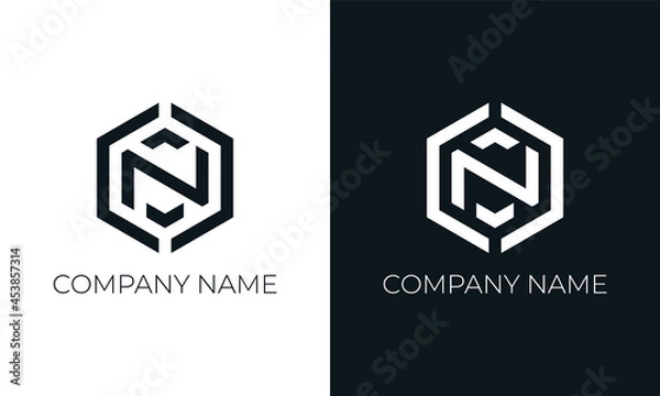 Fototapeta Initial letter n logo vector design template. Creative modern trendy n typography and black colors.