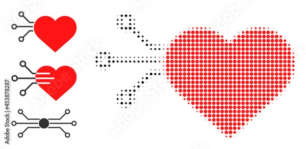 Fototapeta Halftone heart sensor. Dotted heart sensor designed with small circle dots. Vector illustration of heart sensor icon on a white background. Halftone array contains circle dots.