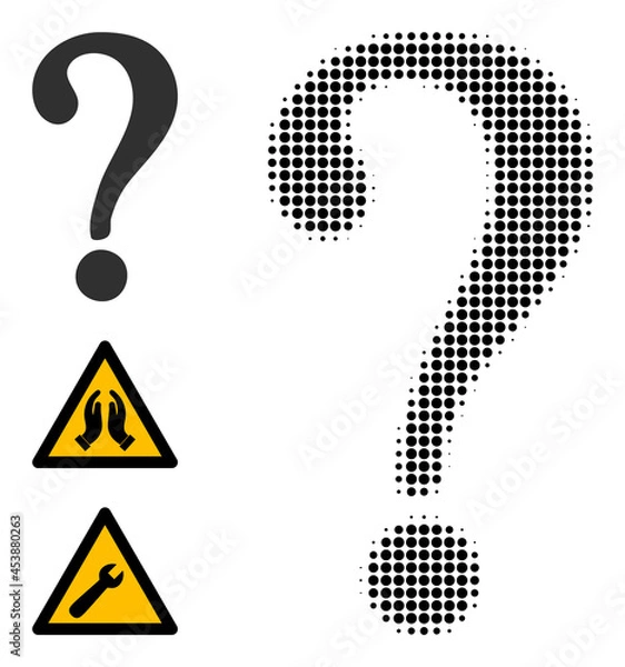 Fototapeta Halftone unknown. Dotted unknown designed with small round elements. Vector illustration of unknown icon on a white background. Halftone array contains round elements.