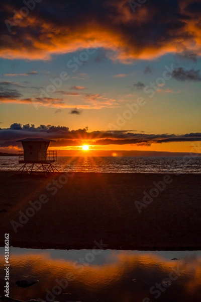 Obraz  Red sunset at the beach