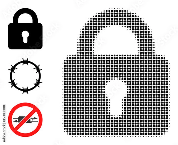 Fototapeta Halftone lock. Dotted lock made with small circle elements. Vector illustration of lock icon on a white background. Halftone pattern contains circle elements.