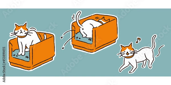 Obraz トイレをする猫（シンプル）