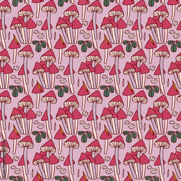 Obraz Seamless pattern with mushrooms