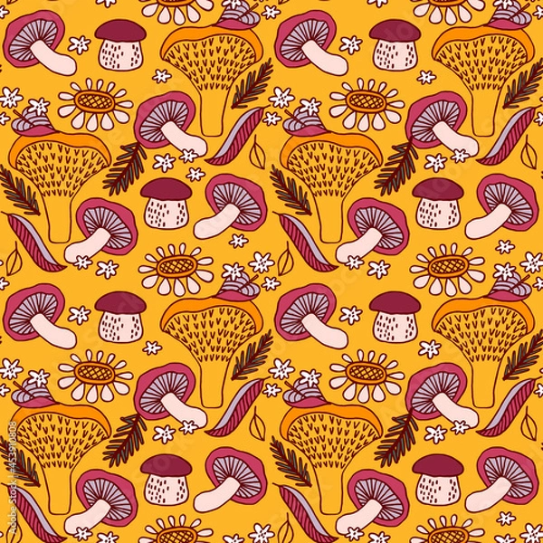Obraz Seamless pattern with mushrooms