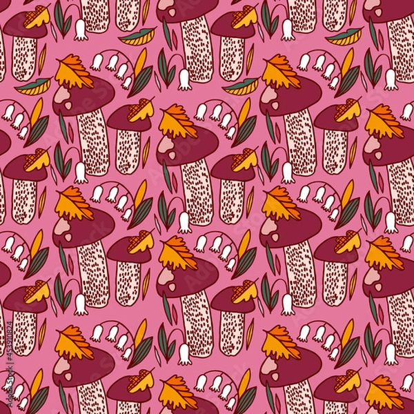 Obraz Seamless pattern with mushrooms