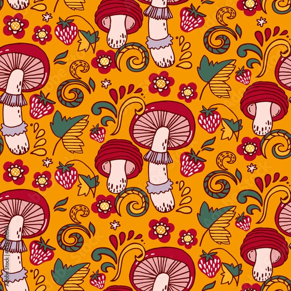 Obraz Seamless pattern with mushrooms