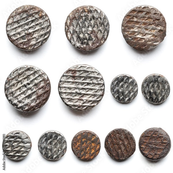 Obraz Metal nails head collection on white background