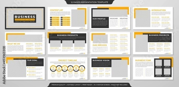 Fototapeta business presentation layout template with modern and clean style use for corporate infographic and business profile 