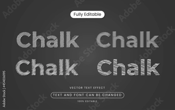 Fototapeta Chalk scribble editable text effect on the black chalkboard set bundle