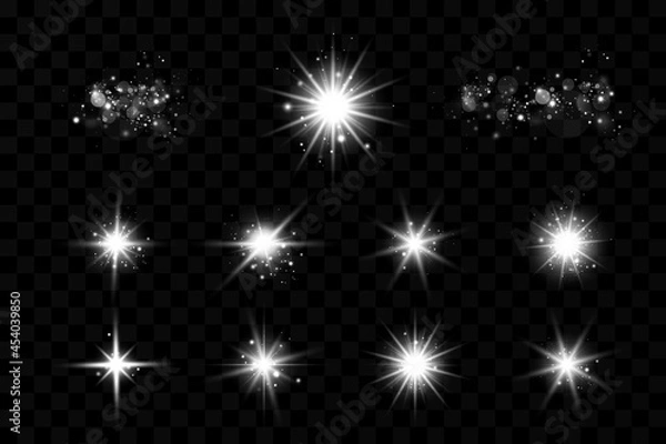 Fototapeta Glow effect. Star on transparent background.Bright sun. Vector illustration.
