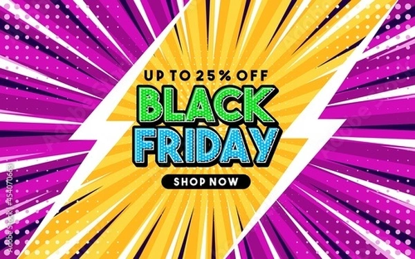 Obraz Up to 25% off Black Friday Pop art style phrase Comic style