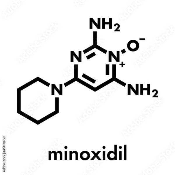 Fototapeta Minoxidil male pattern baldness (androgenic alopecia) drug molecule. Skeletal formula.